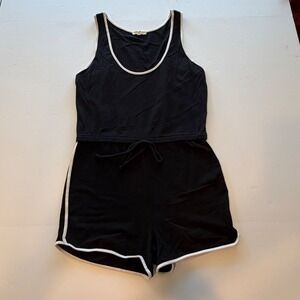 Heart & Hips Womens Black White Trim Athletic Romper Sleeveless Size M
